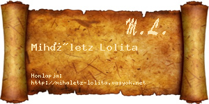 Miháletz Lolita névjegykártya